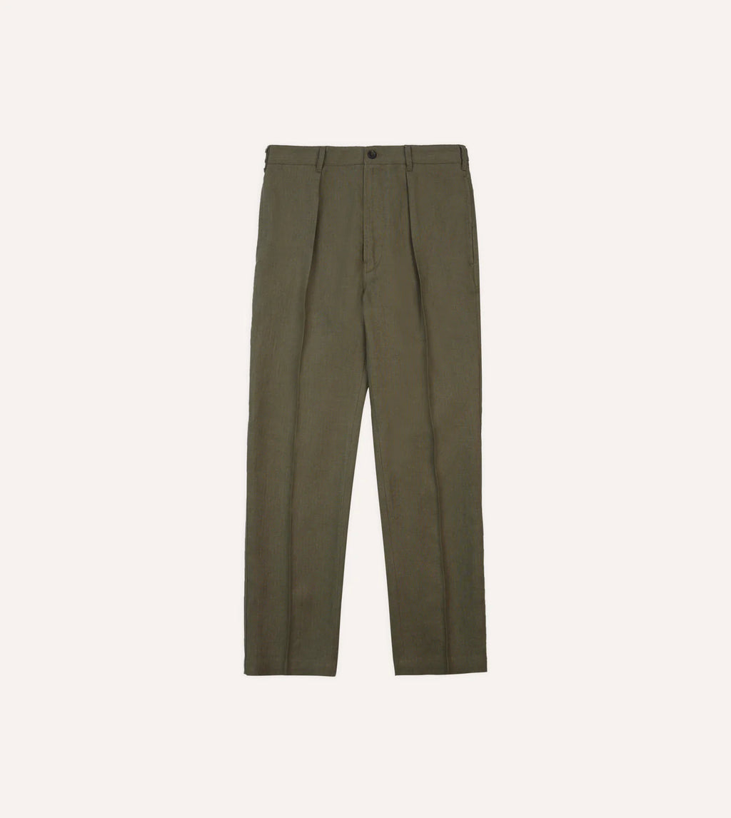 Antique Linen Games Trouser - Olive