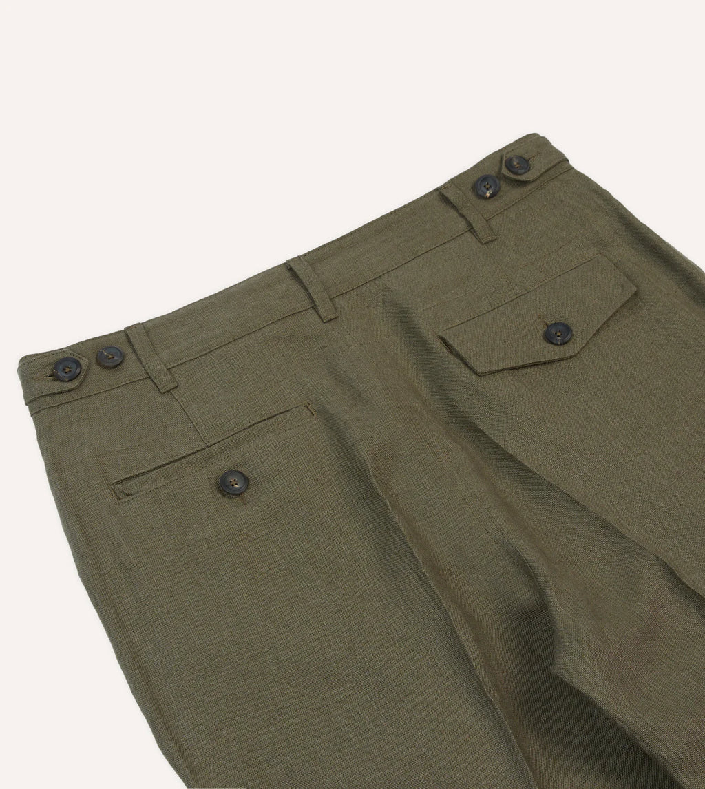 Antique Linen Games Trouser - Olive