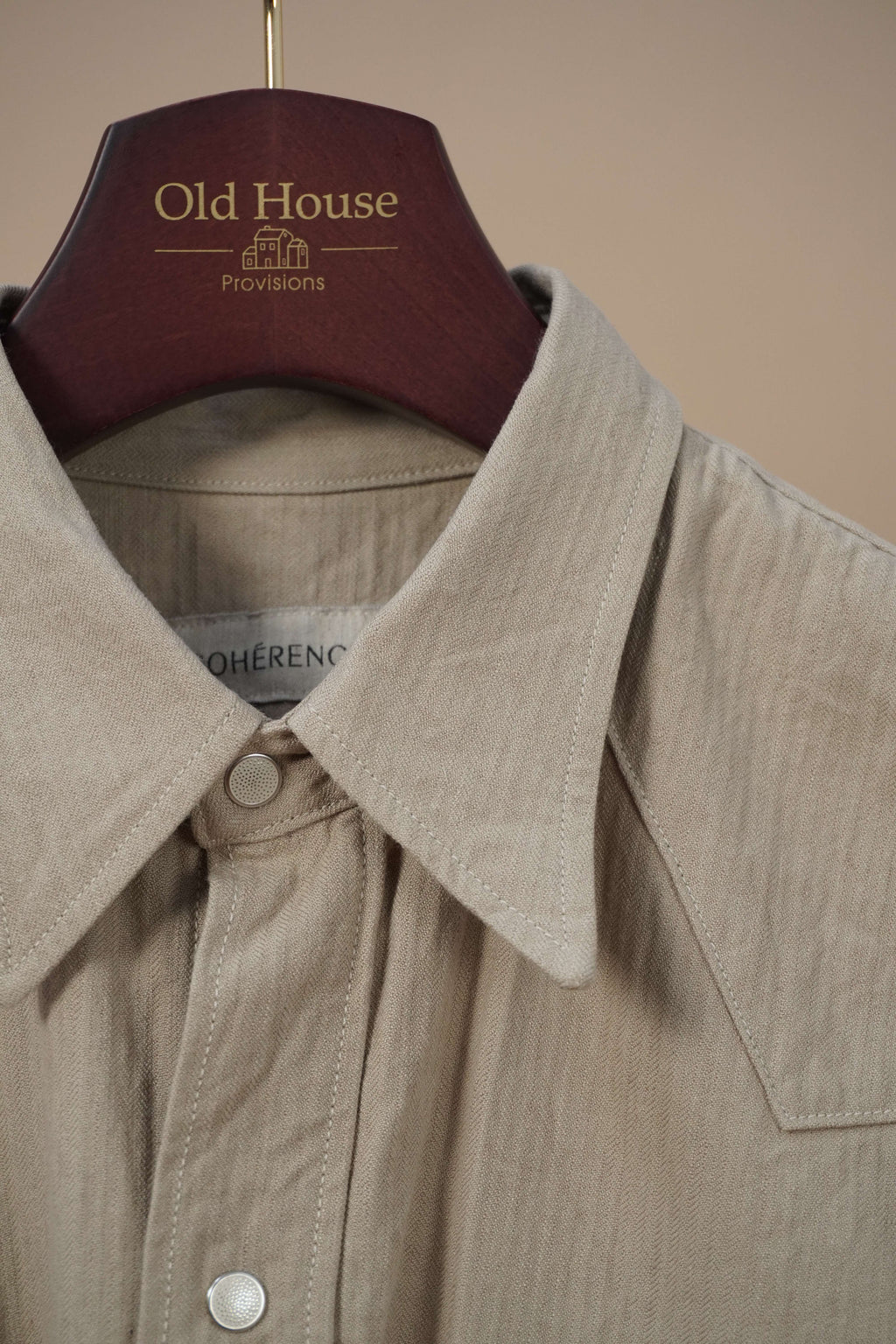 ABIQUIU Western Shirt - Ivory Linen/Cotton Chevron