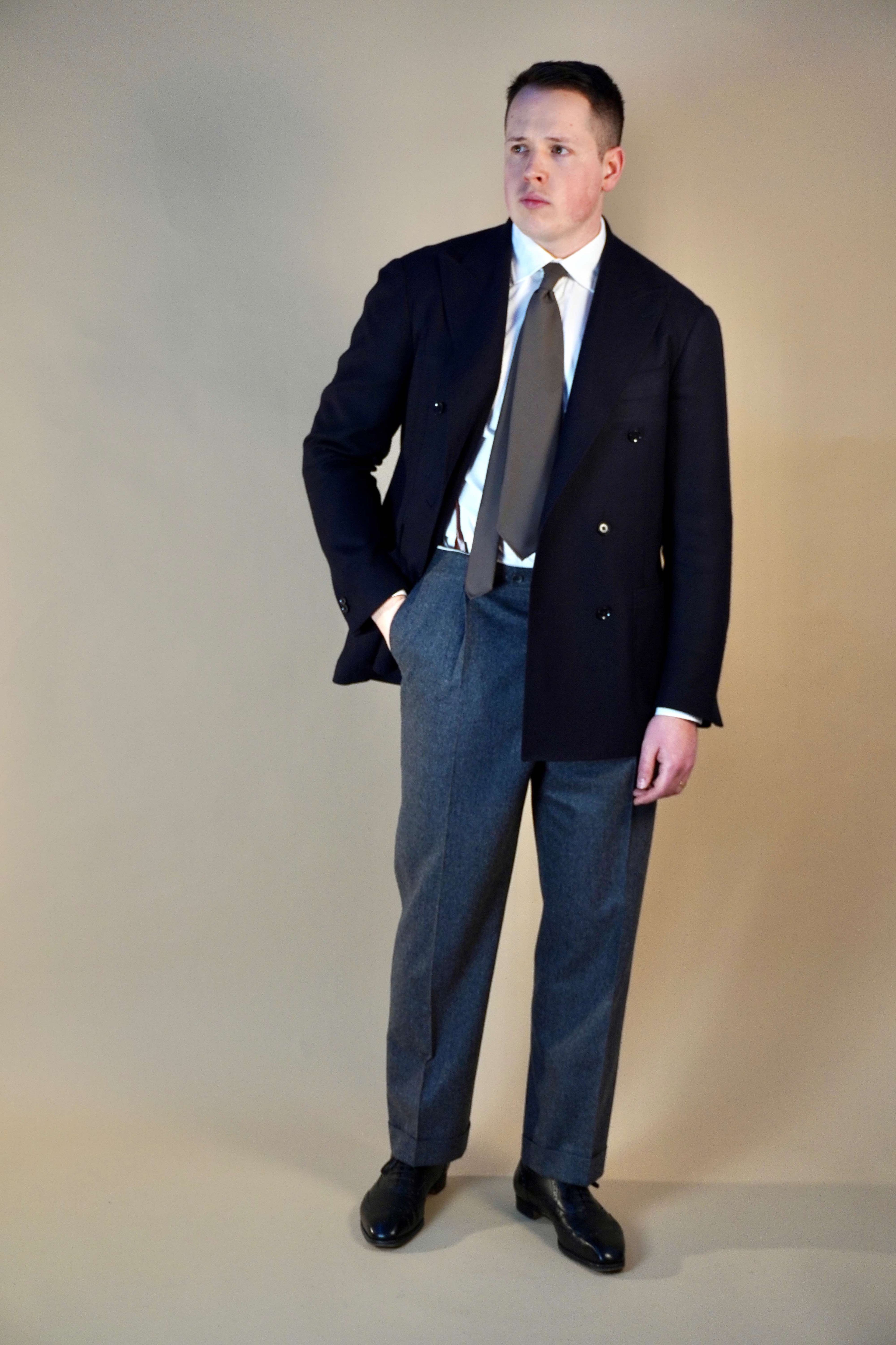 Pleated Dress Trouser - Mid-Gray Flannel