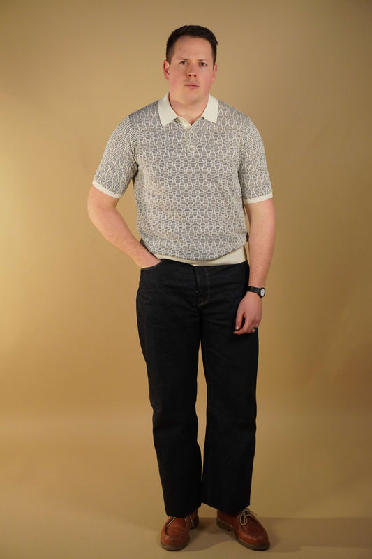 Cotton Linen Knitted Polo - Ecru