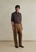 Belgian Wool Linen One Pleat Trousers - Cinnamon
