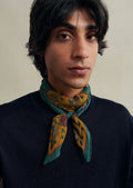 Green cotton voile Ispahan folk pattern bandana by De Bonne Facture, featuring intricate traditional design.