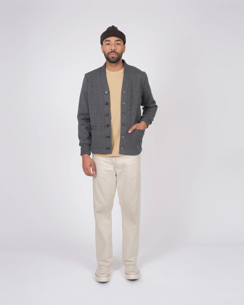 Classic Wool Cardigan - Charcoal