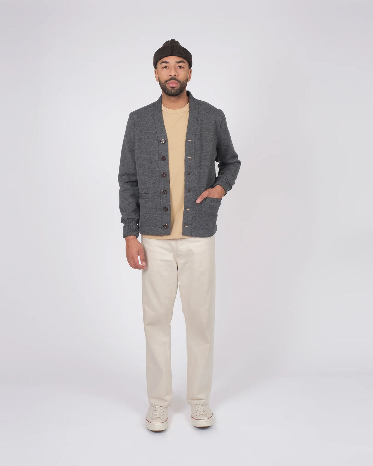 Classic Wool Cardigan - Charcoal