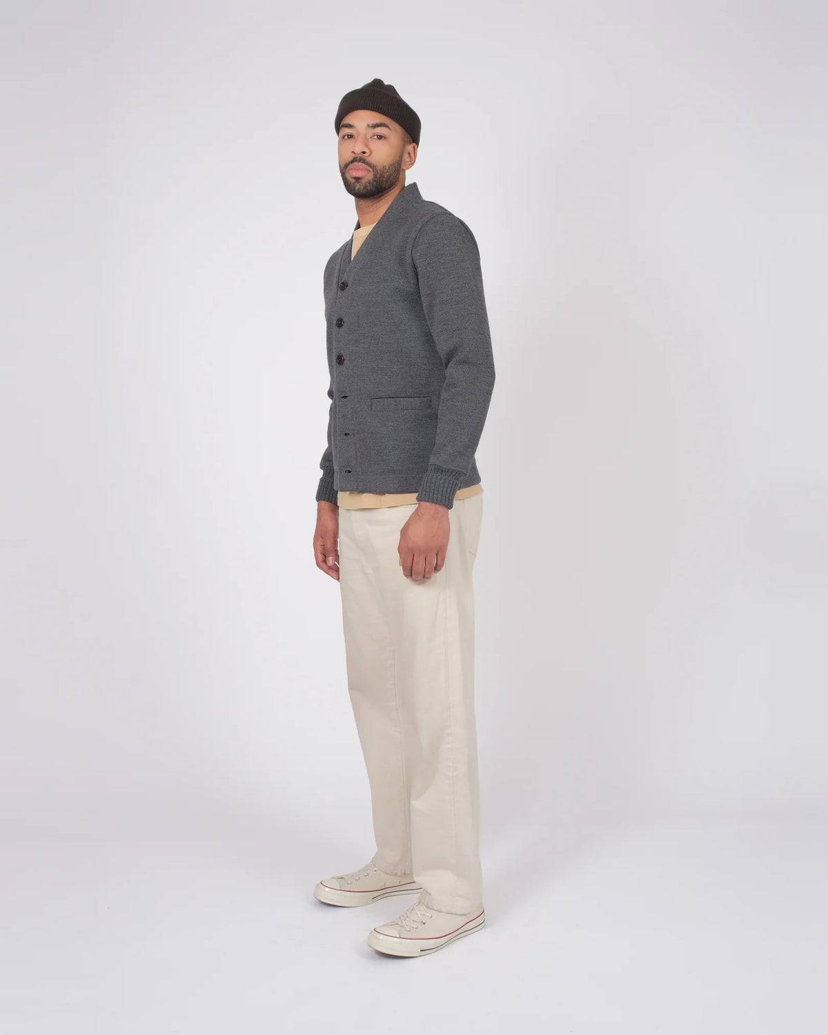 Classic Wool Cardigan - Charcoal