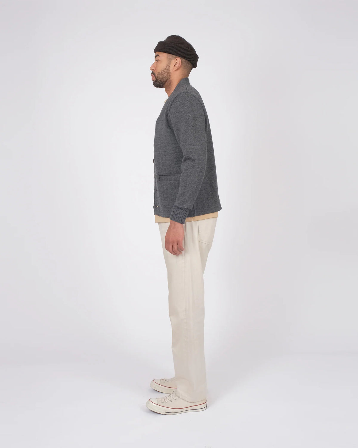 Classic Wool Cardigan - Charcoal