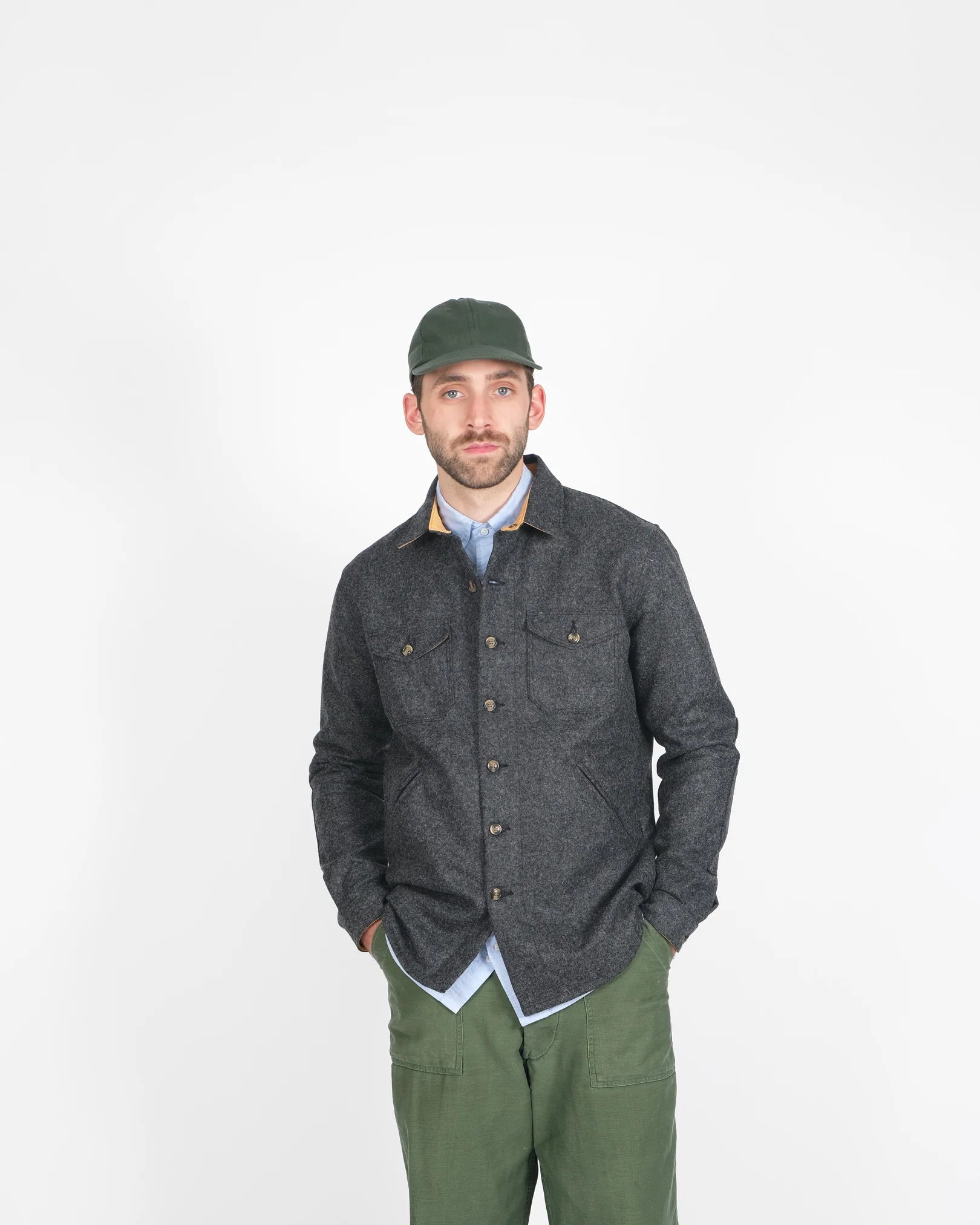 Melton Wool Crissman Overshirt - Granite
