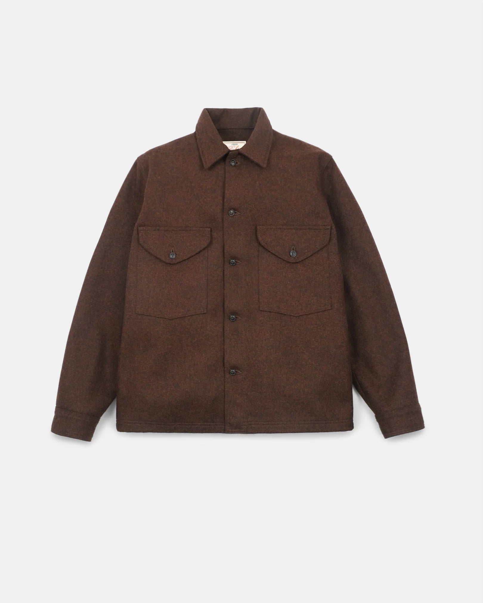 Melton Wool Skyline Overshirt - Red Oak
