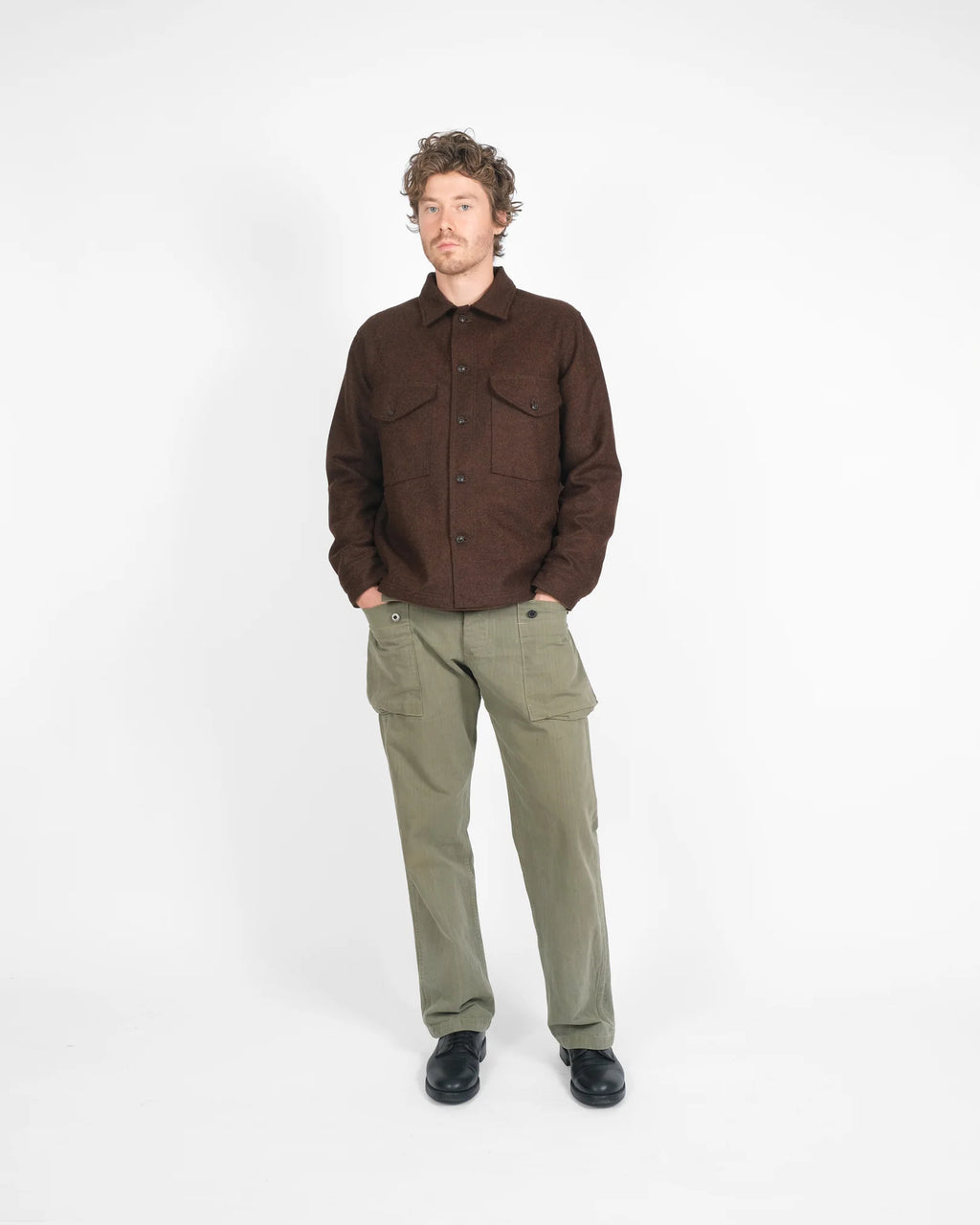 Melton Wool Skyline Overshirt - Red Oak