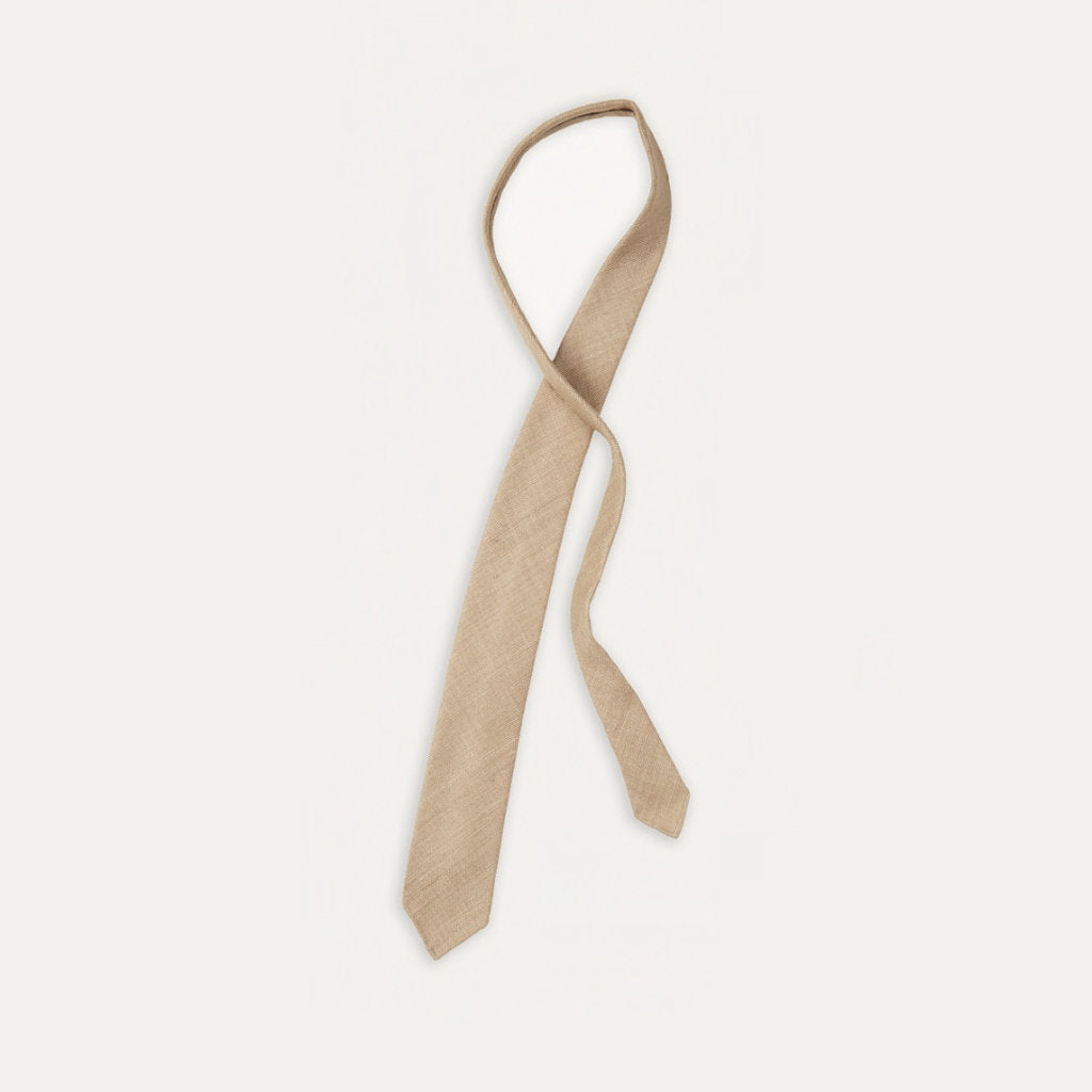 Silk Tussah Handrolled Tie; Natural