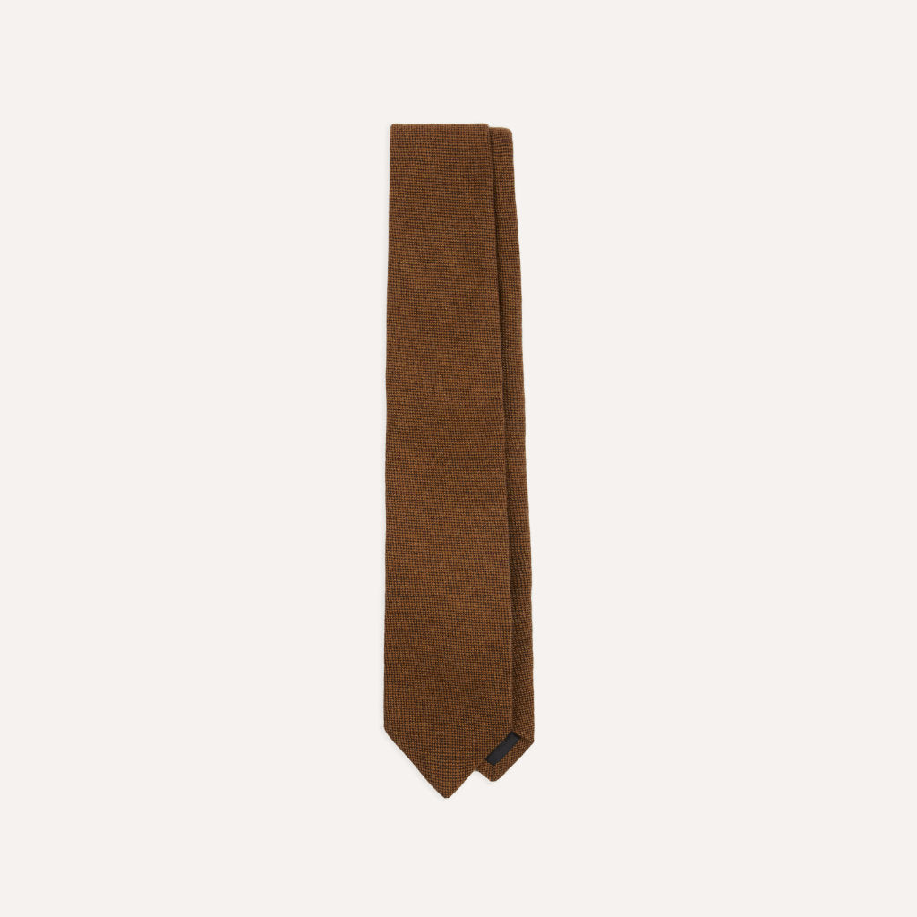 Solid Cashmere Tipped Tie; Light Brown