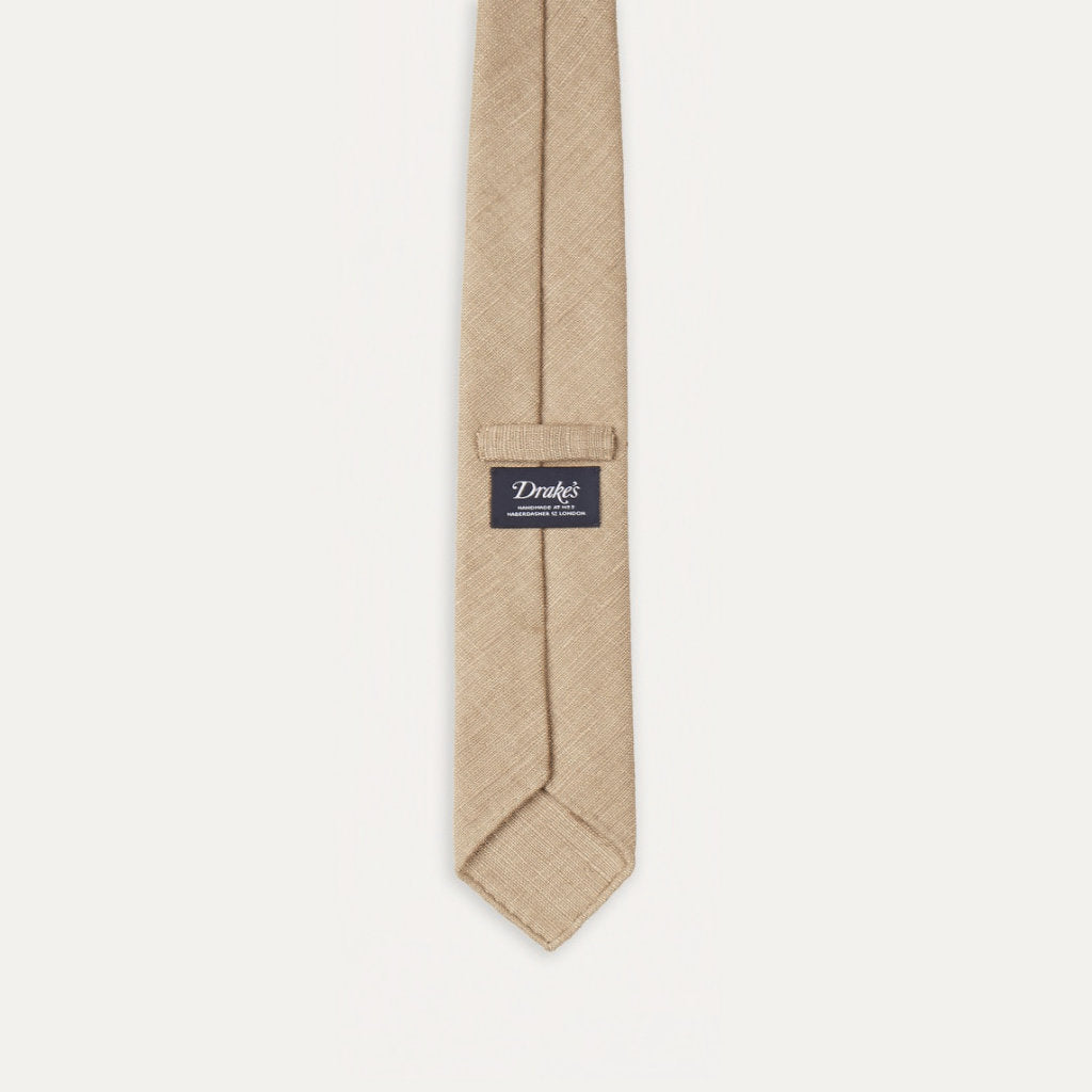 Silk Tussah Handrolled Tie; Natural