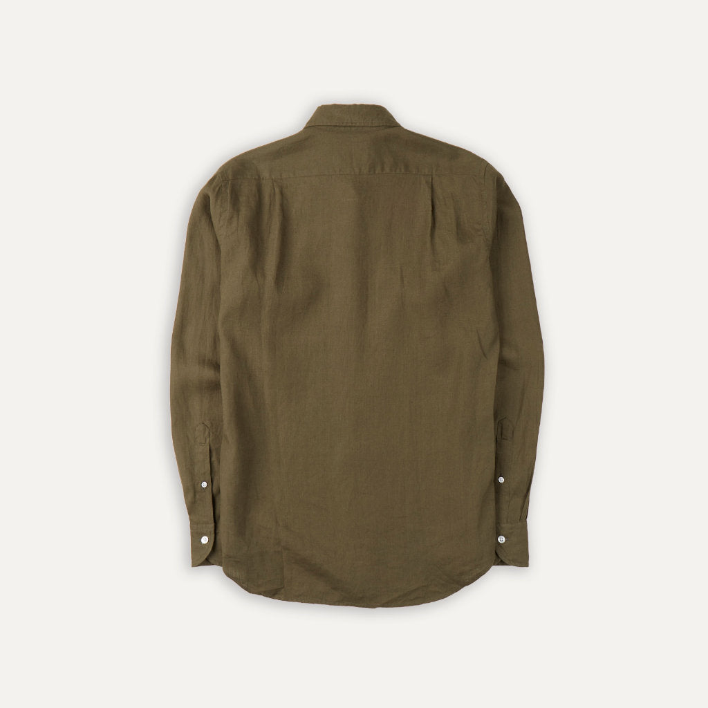 The Linen Summer Shirt; Khaki Green