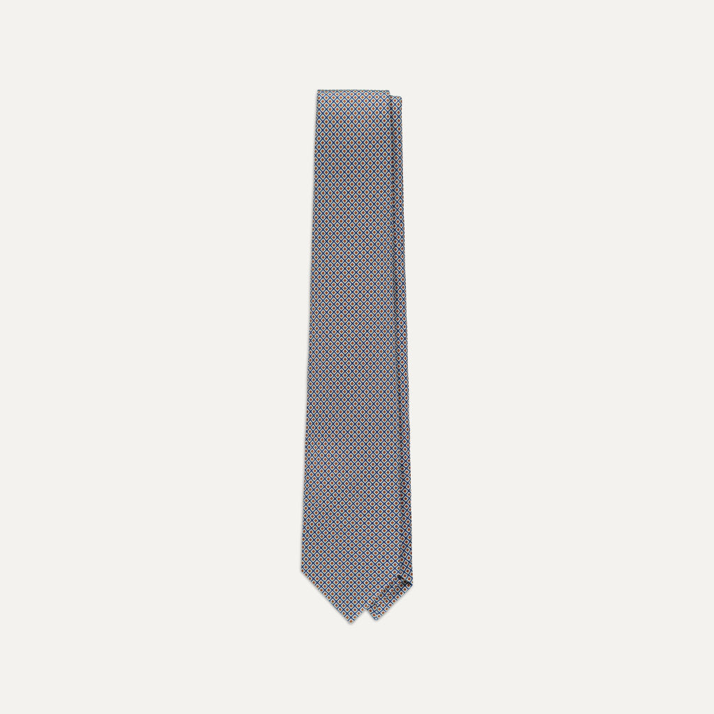 Mini Diamond Pattern Tipped Tie; Blue, Red & White