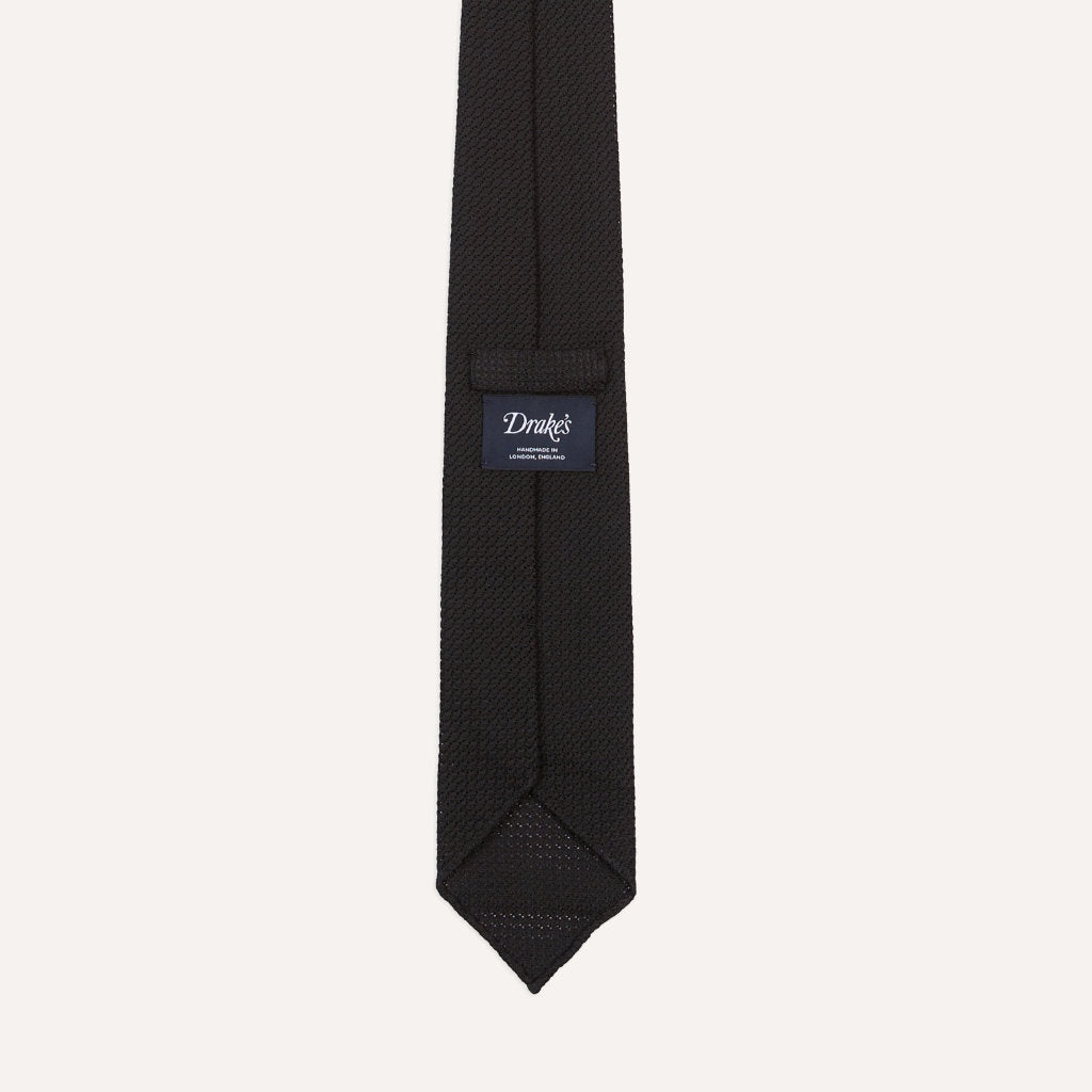Large Knot Grenadine Handrolled Tie; Black