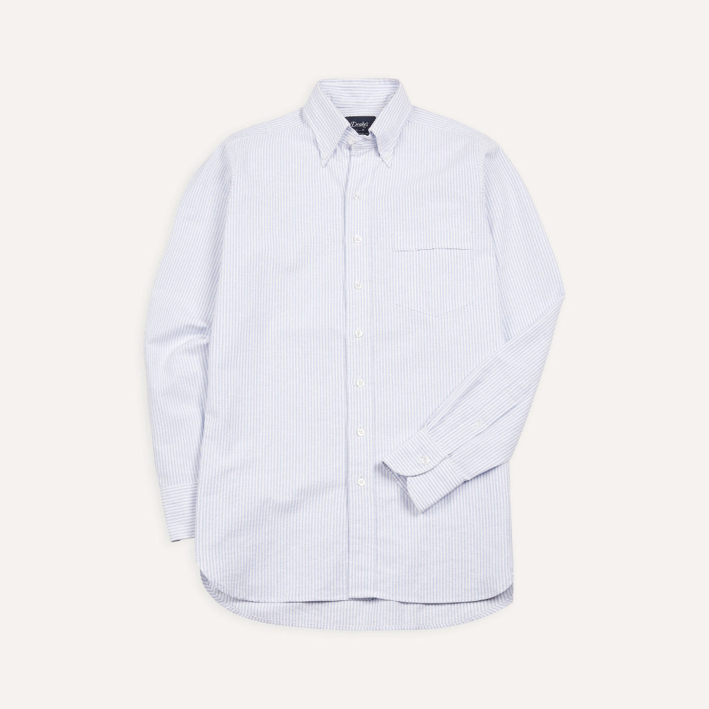 Button Down Oxford Shirt - Light Blue Ticking Stripe