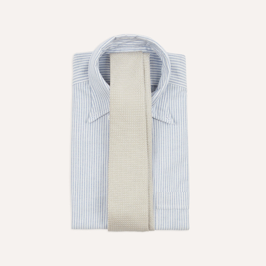Large Knot Grenadine Handrolled Tie; Cream