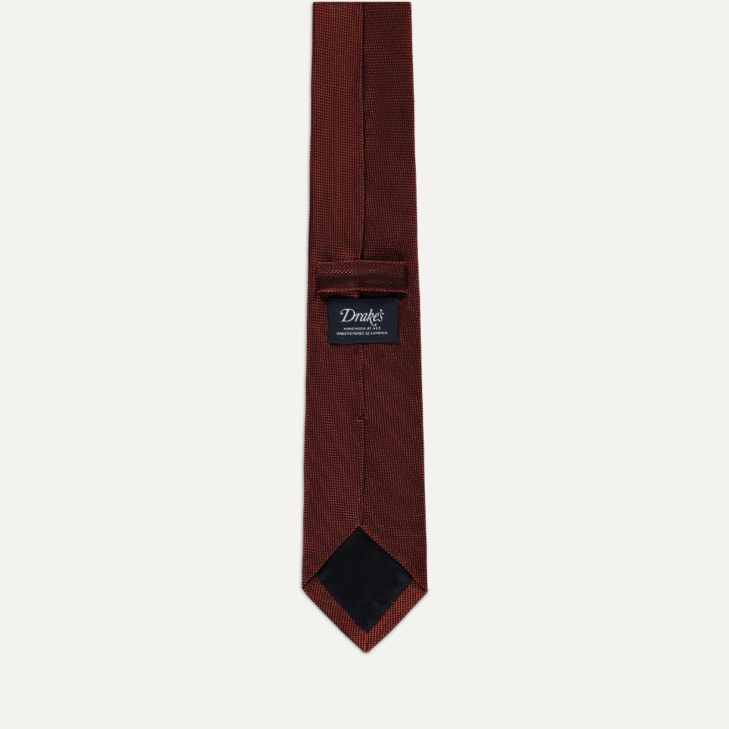 Textured Weave Jacquard Silk Tie; Rust
