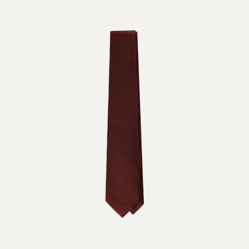 Textured Weave Jacquard Silk Tie; Rust