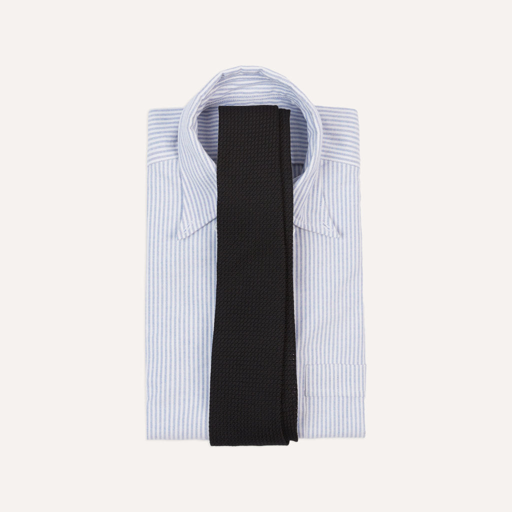 Large Knot Grenadine Handrolled Tie; Black