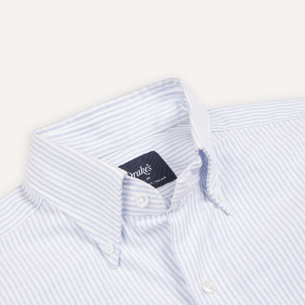 Button Down Oxford Shirt - Light Blue Ticking Stripe