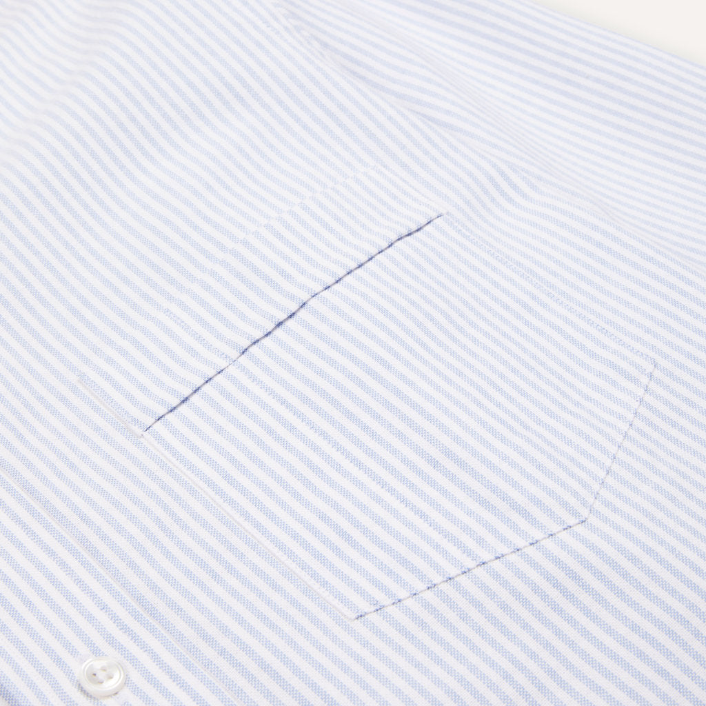 Button Down Oxford Shirt - Light Blue Ticking Stripe