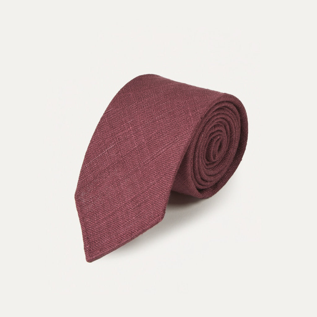 Silk Tussah Handrolled Tie; Wine