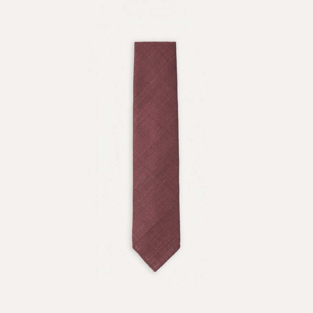 Silk Tussah Handrolled Tie; Wine