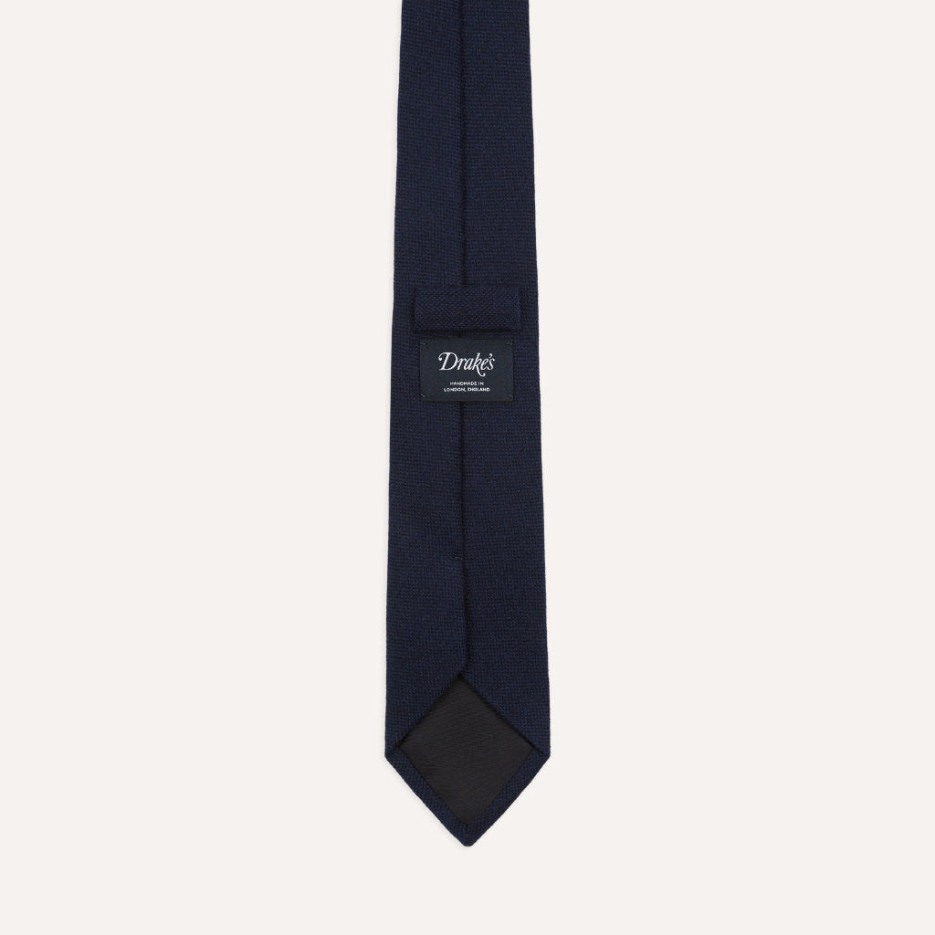 Solid Cashmere Tipped Tie; Navy