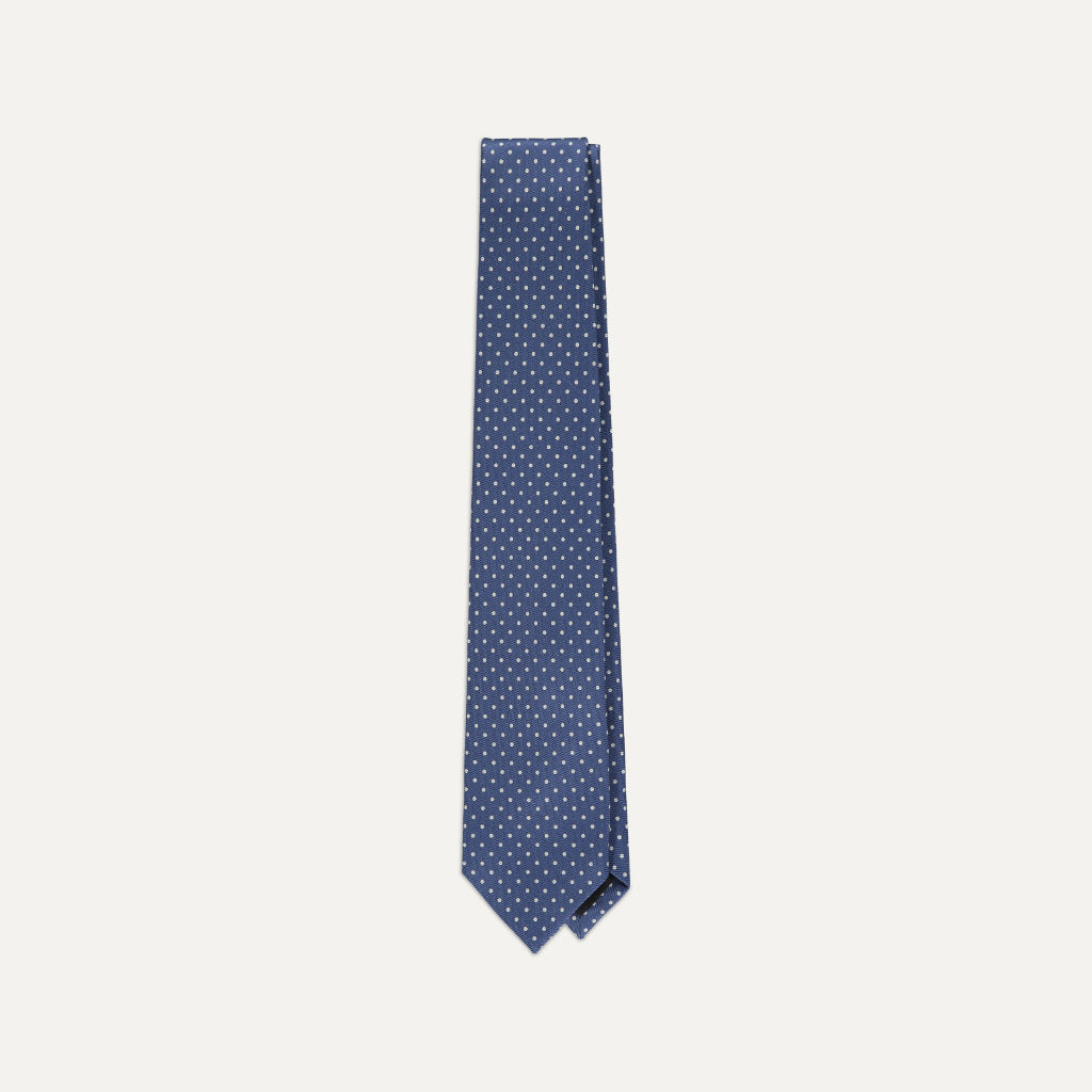 Small Dot Silk Tie; Blue