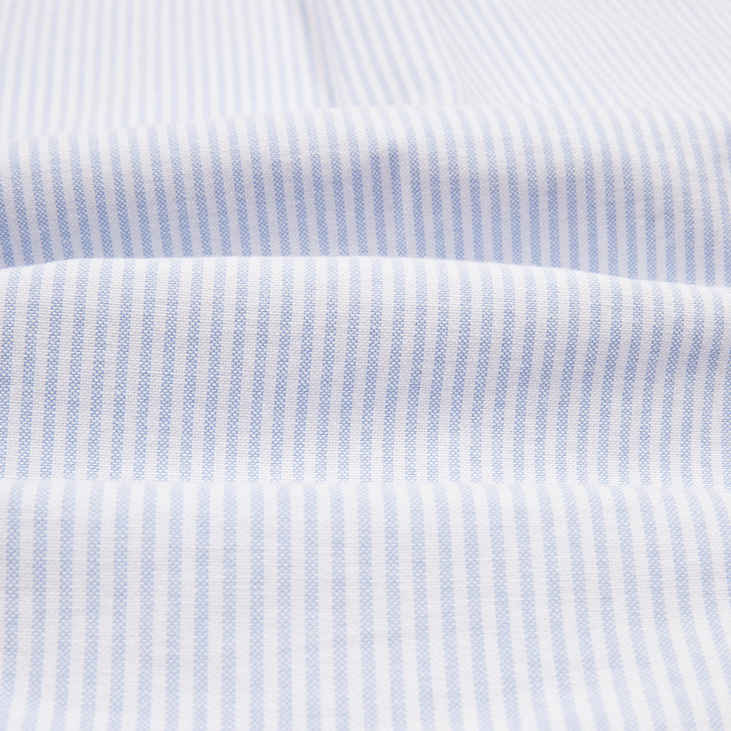 Button Down Oxford Shirt - Light Blue Ticking Stripe