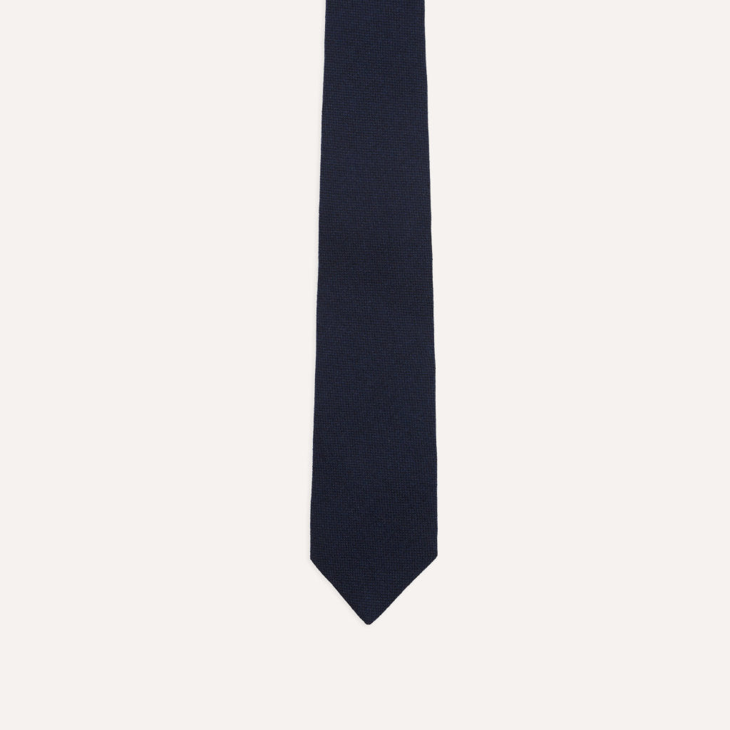 Solid Cashmere Tipped Tie; Navy
