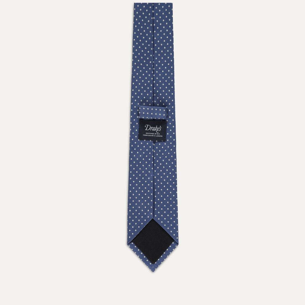 Small Dot Silk Tie; Blue