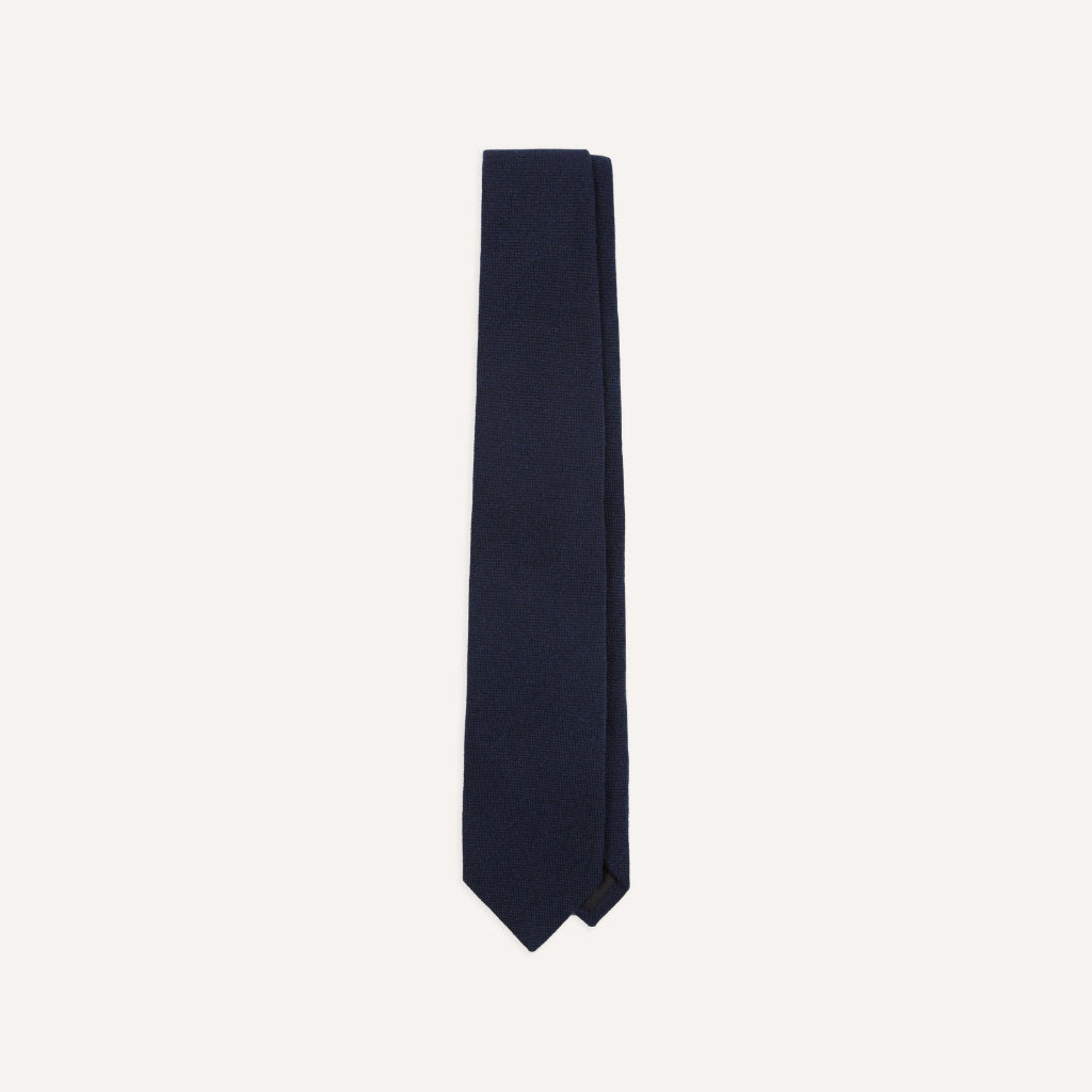 Solid Cashmere Tipped Tie; Navy