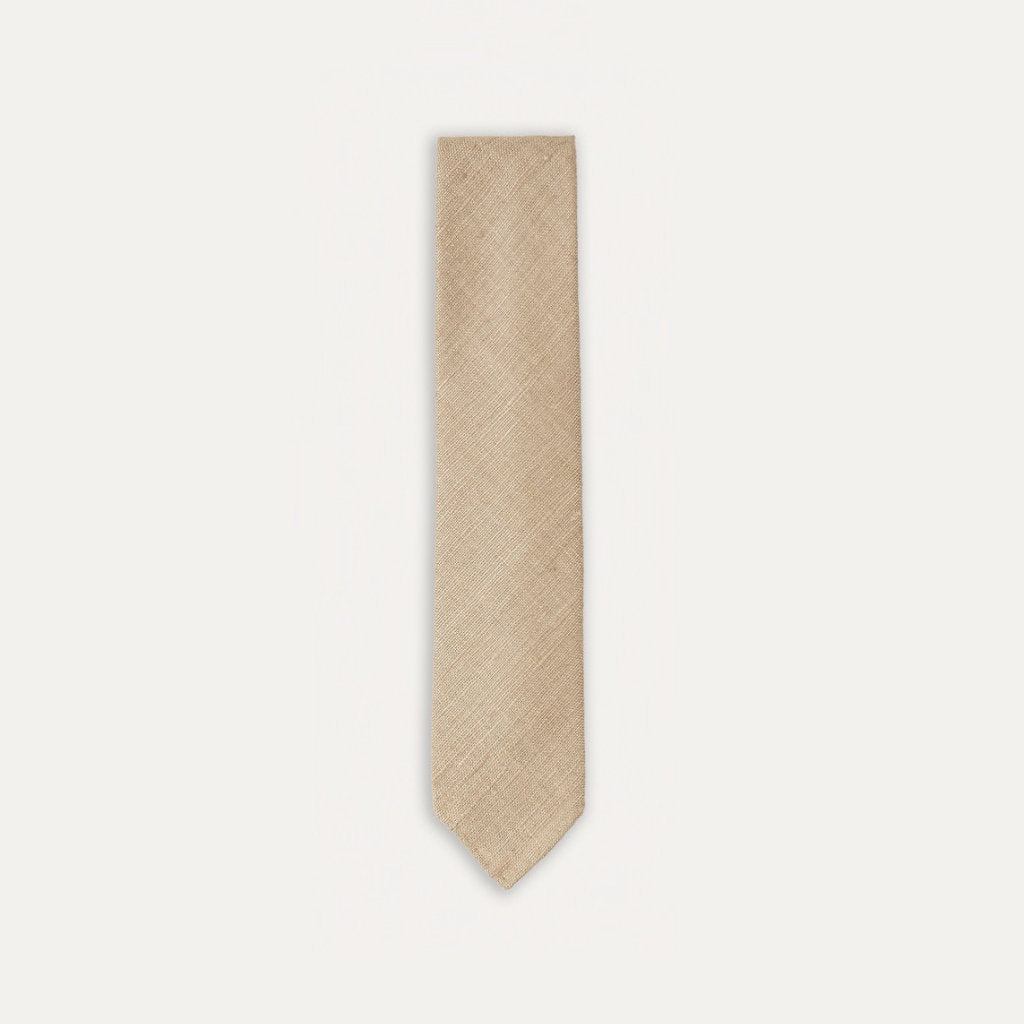 Silk Tussah Handrolled Tie; Natural