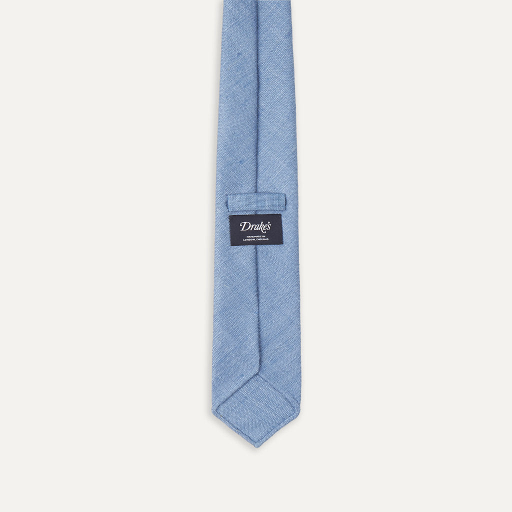 Silk Tussah Handrolled Tie; Sky Blue