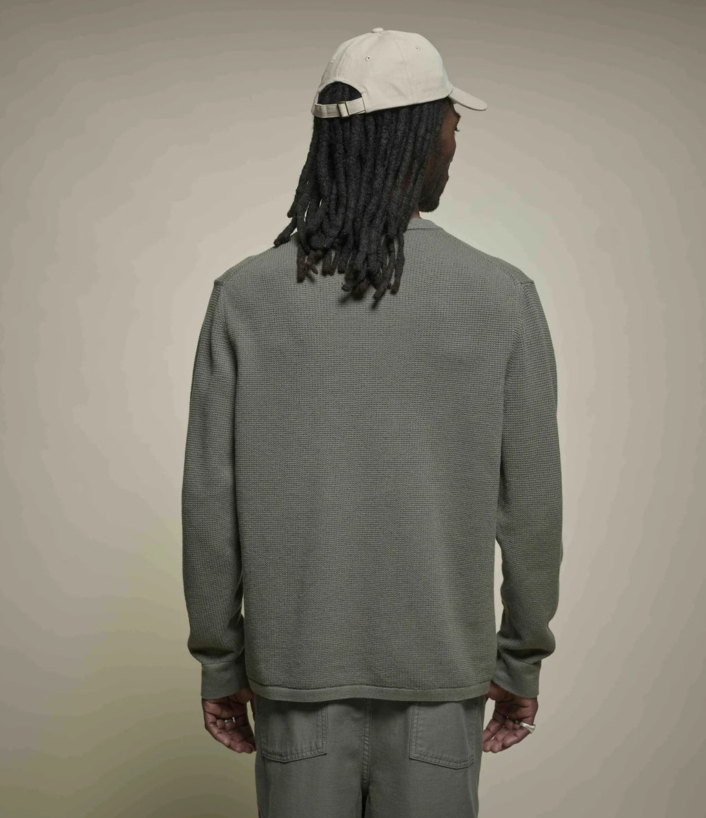 Lightweight Waffle Knit Sweater - Army Green