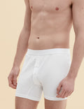 White håndværk boxer briefs displayed on a flat lay showing the fabric and fit of the men's underwear.