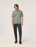 Håndværk Pique Polo in Poppy Seed color, men's clothing, close-up of soft cotton fabric and classic polo collar.