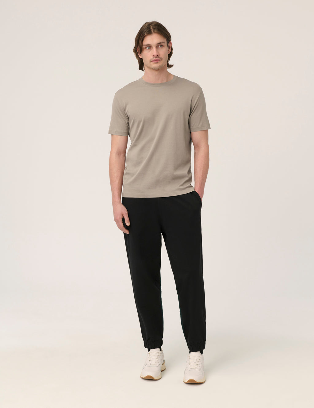 Stoneware crew neck T-shirt by håndværk, displaying a comfortable fit and simple design in a neutral color.