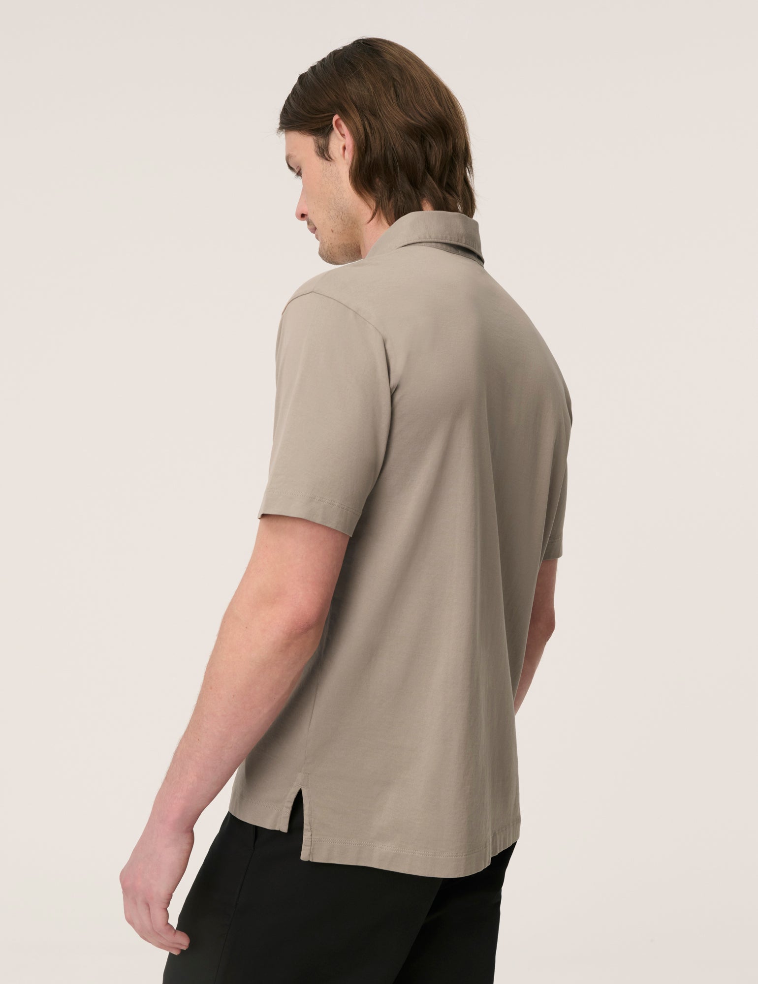 Håndværk Spread Collar Jersey Polo in Stoneware color, featuring a classic collar and comfortable knit fabric.