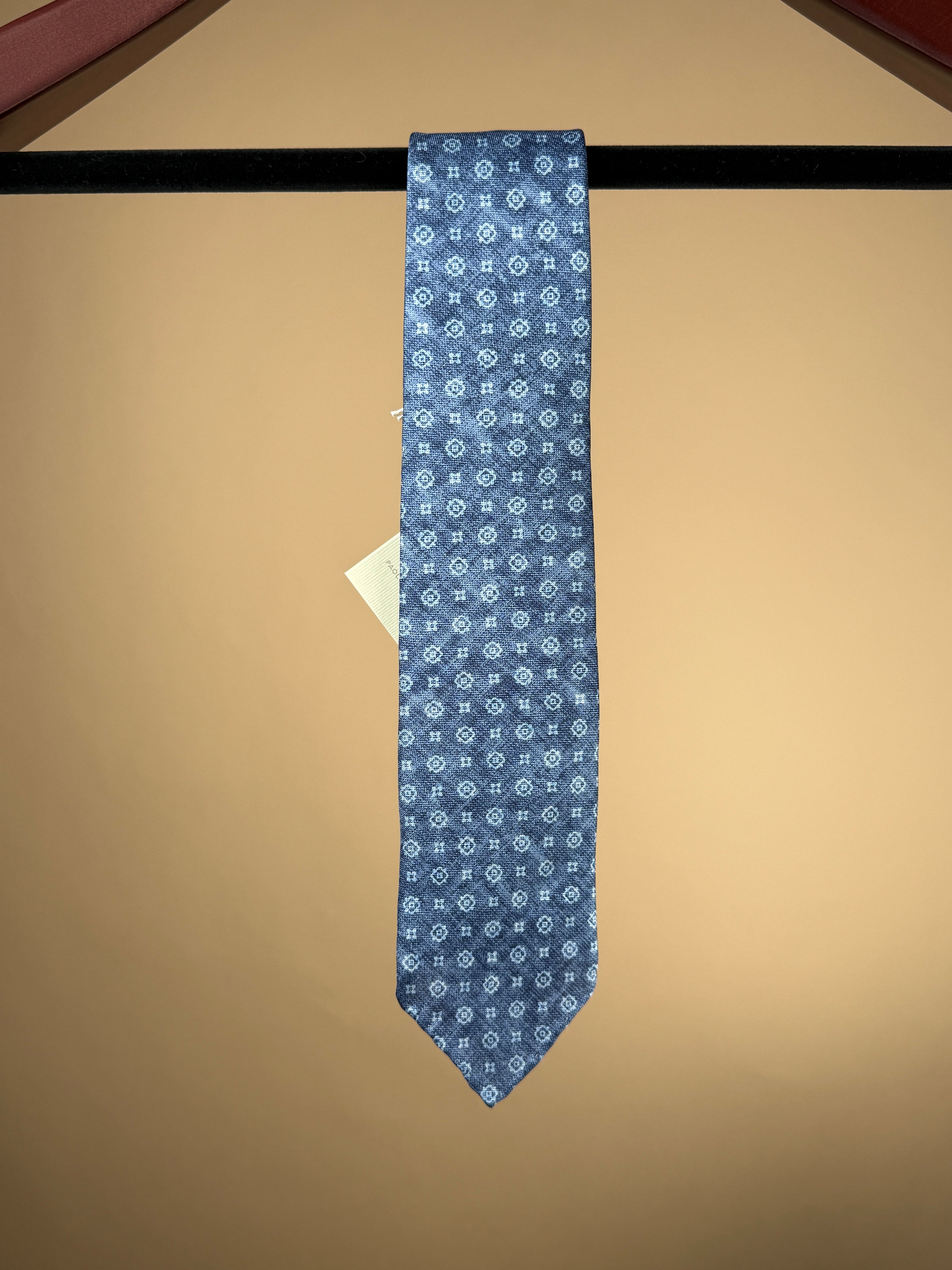 Rustic Motif Untipped Tie - Blue