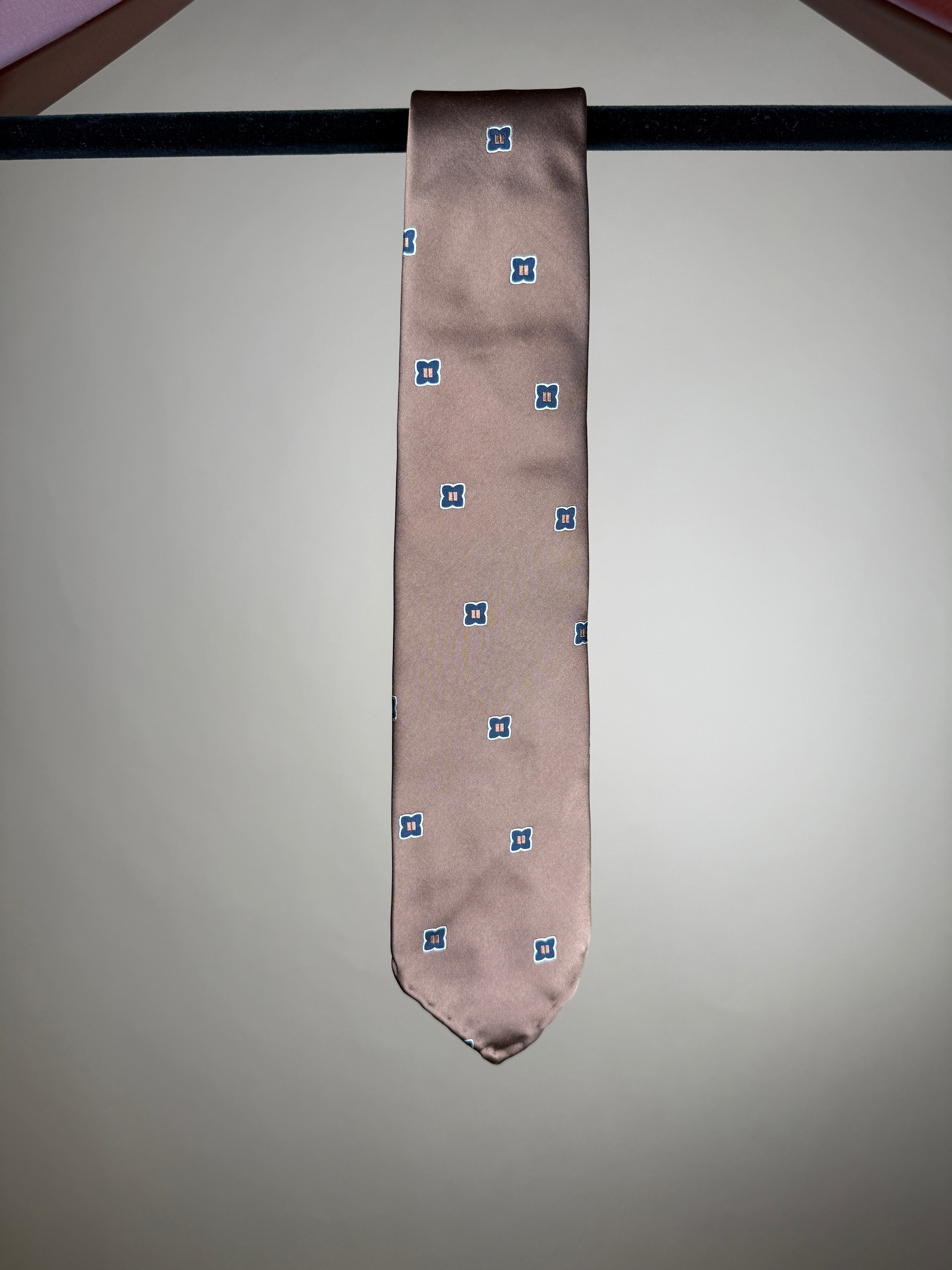Block Pattern Untipped Tie - Brown