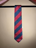 Navy and red wide stripe tipped tie by Paolo Albizzati, showcasing its classic design and vibrant color pattern.