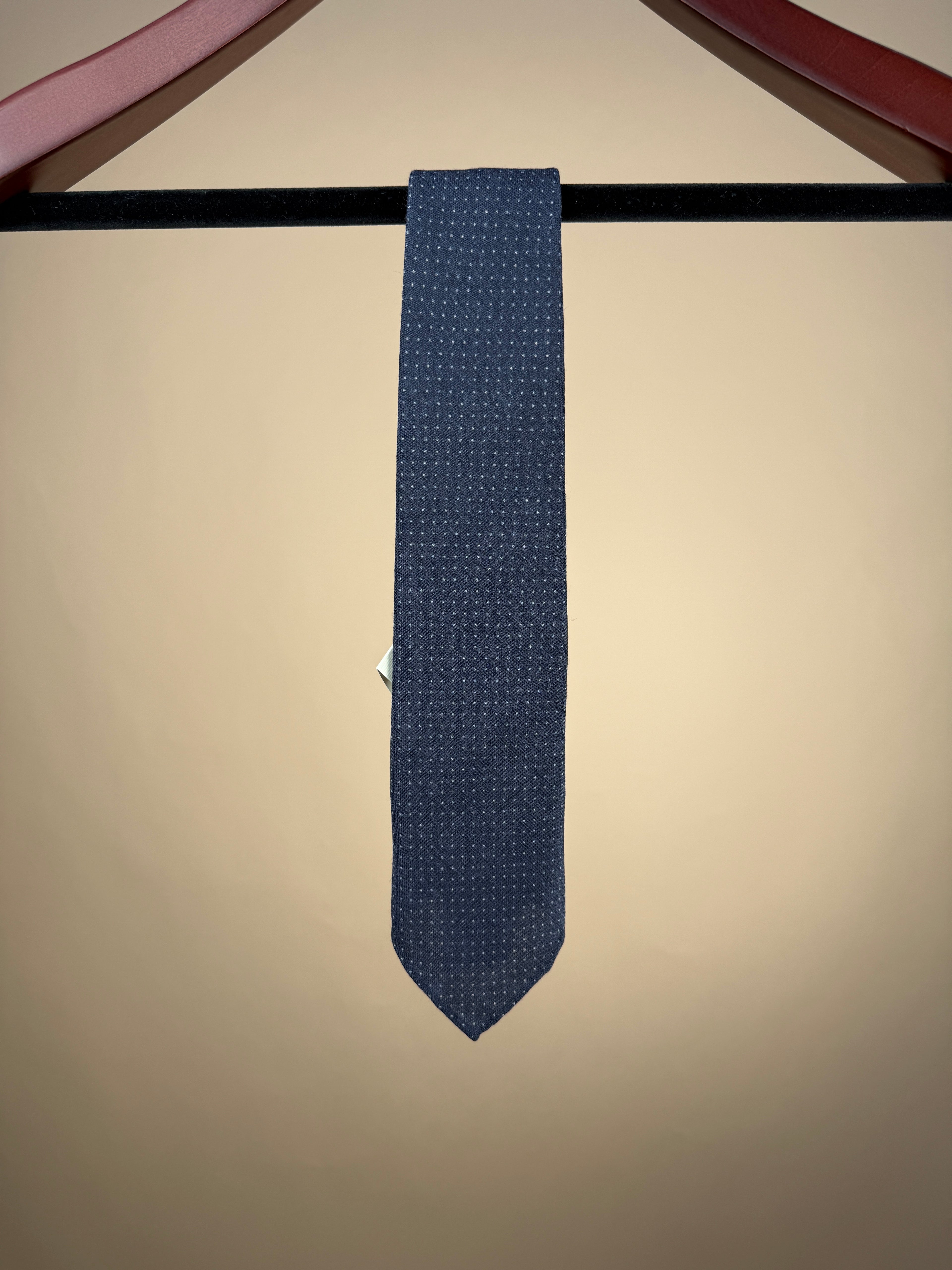 Irregular Dot Untipped Tie - Navy
