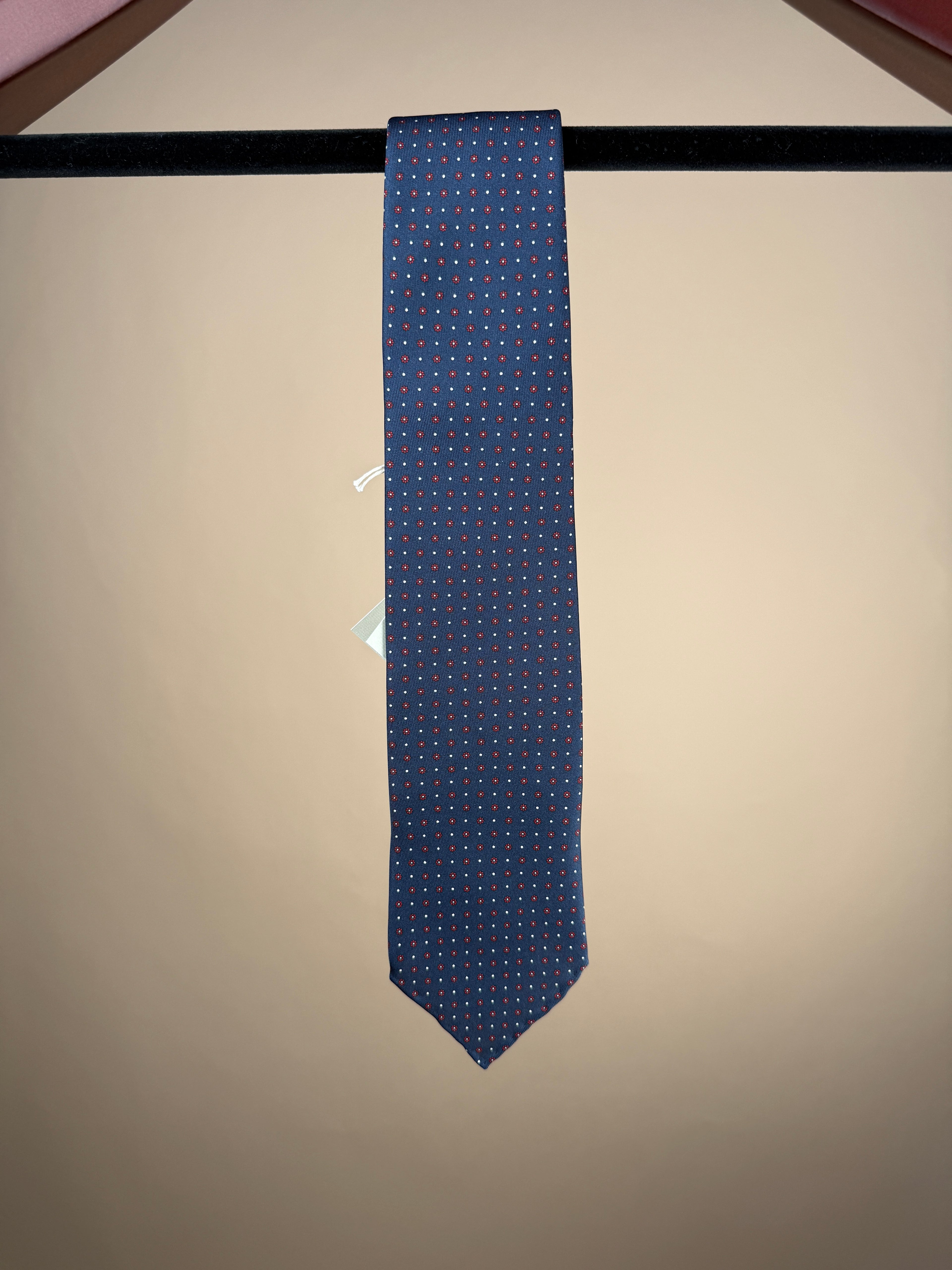 Mini Floral Dot Untipped Tie - Blue