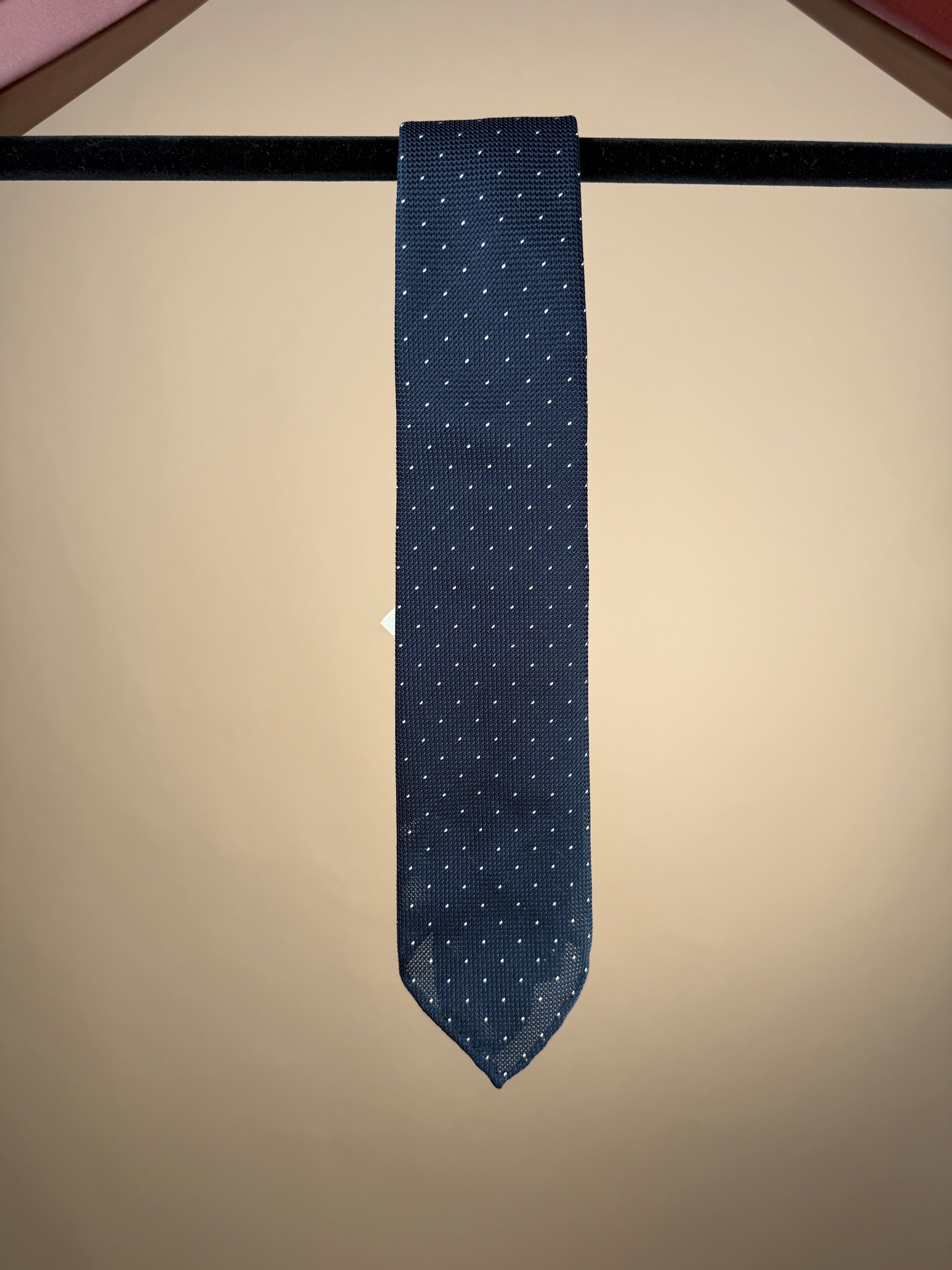 Grenadine Untipped Dot Tie - Navy