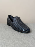 Mario Bemer Dolcevita woven loafer in stone color, showcasing a stylish slip-on footwear design with intricate woven detailing.