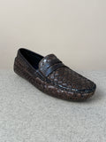 Mario Bemer woven tobacco driving loafer showing detailed woven leather design and classic slip-on footwear style.